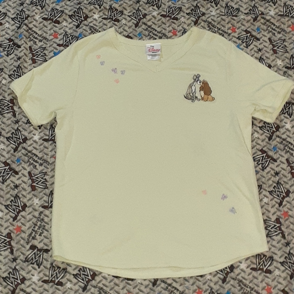 90s Disney Store Lady And The Tramp Dog Print Shirt Vintage Tee